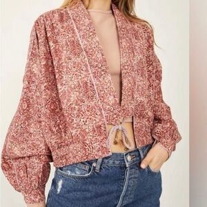 Free People Pink Floral Jacket